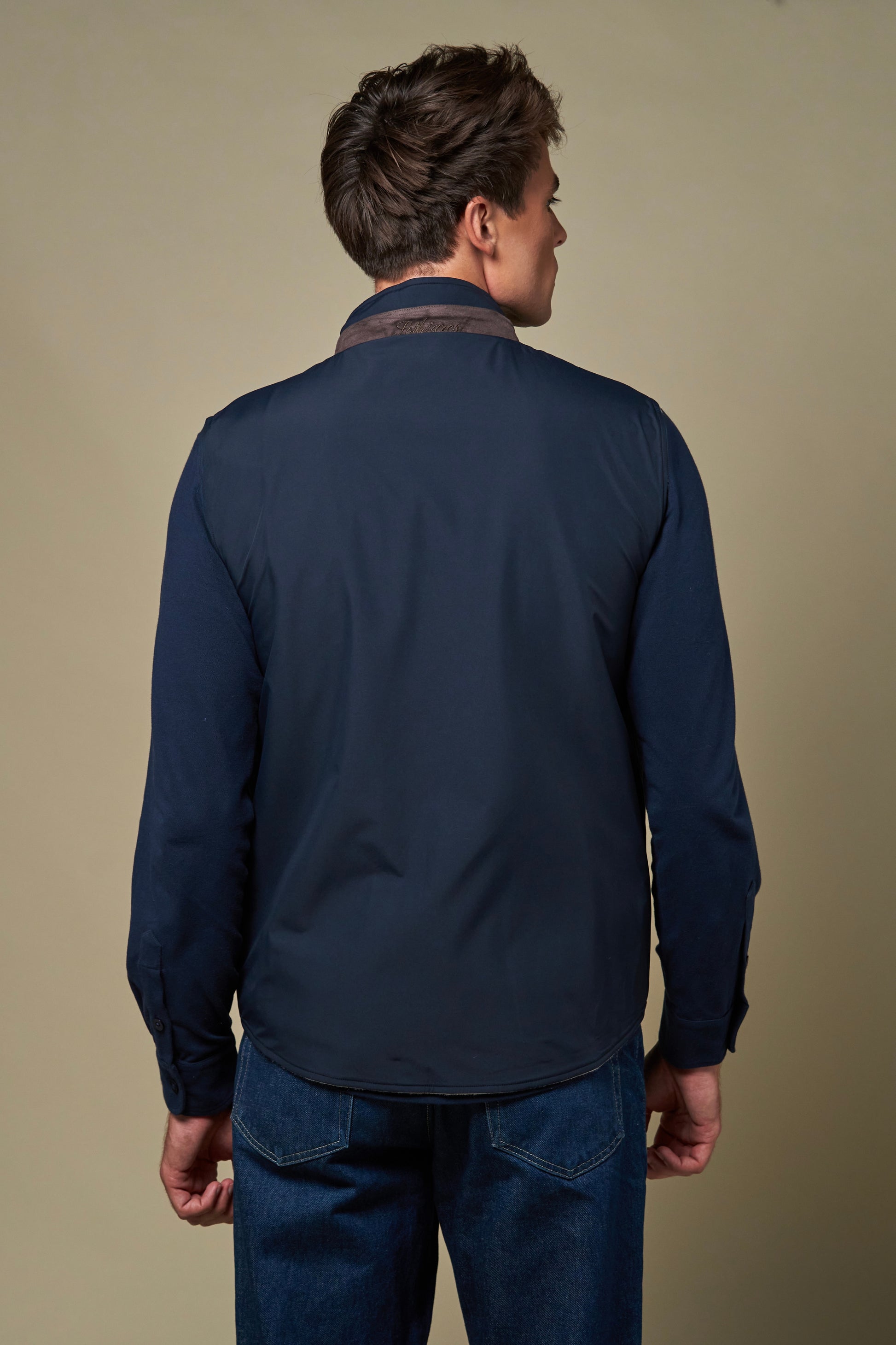 Reversible Wool Gilet | Beige/Navy
