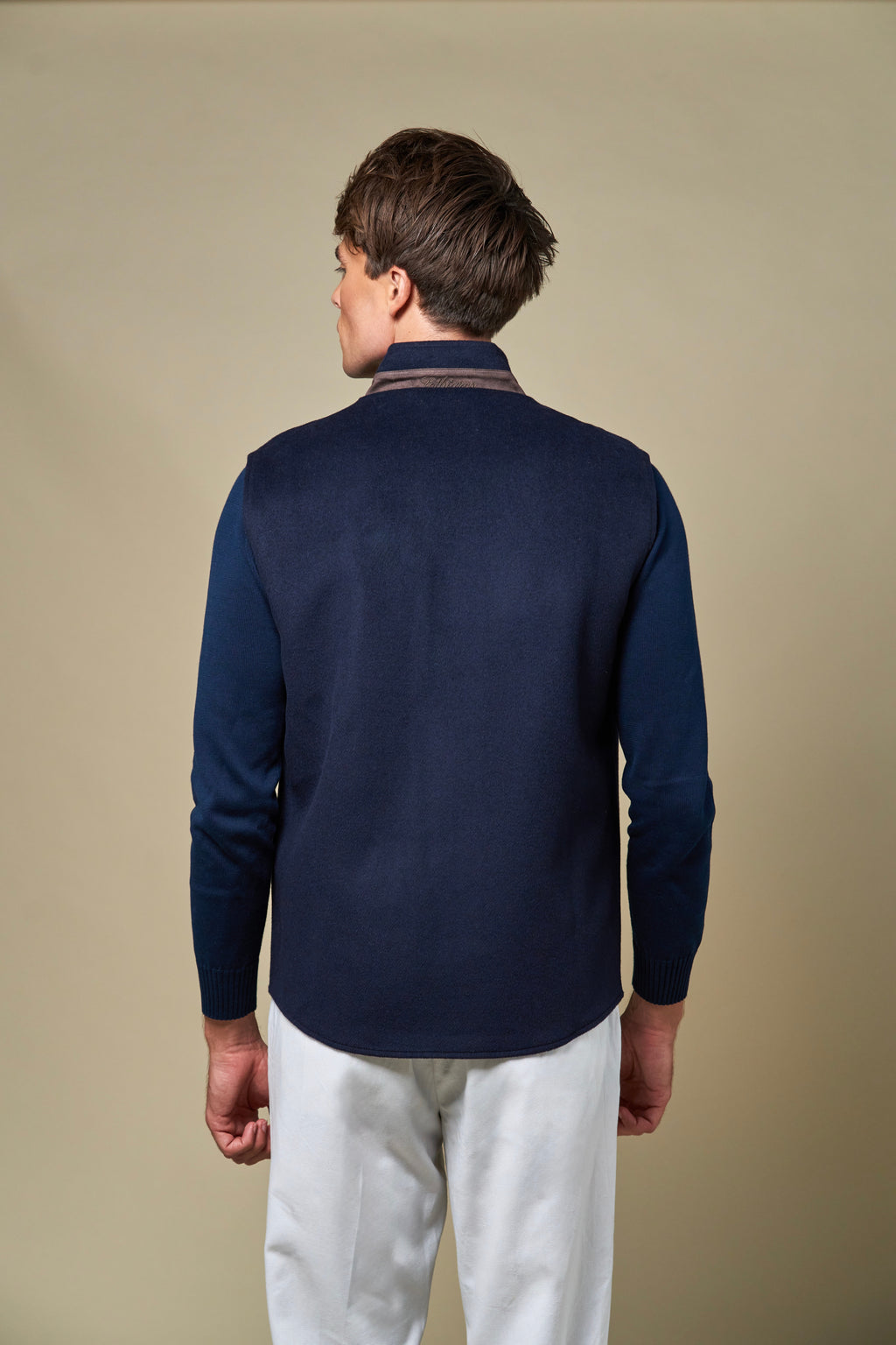 Reversible Wool Gilet | Navy/Grey