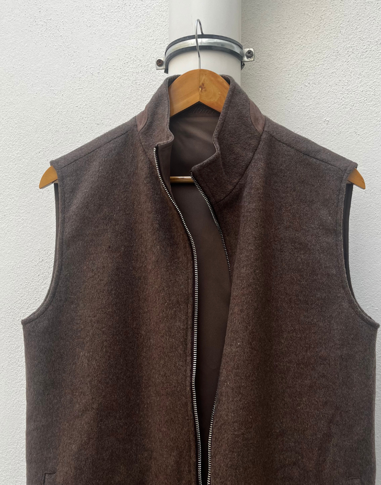 Brown Reversible Wool Gilet
