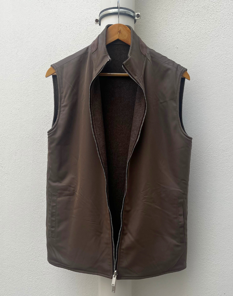 Brown Reversible Wool Gilet